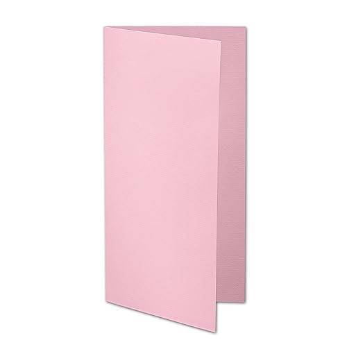 ARTOZ 25x DIN Lang Faltkarten - Rosa (Kirschblüte) gerippt 210 x 105 mm Klappkarten - Blanko Doppelkarte mit 220 g/m² edle Egoutteur-Rippung von ARTOZ