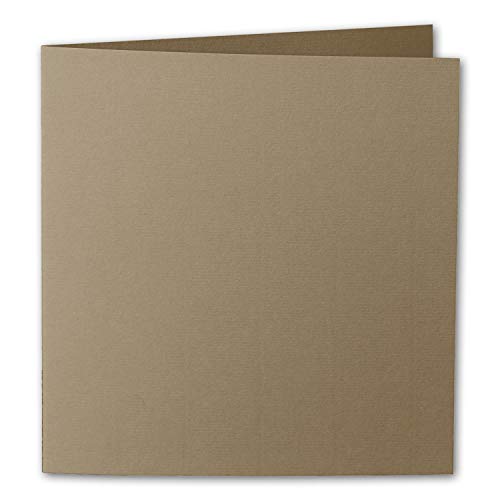 ARTOZ 25x Faltkarten quadratisch - Taupe (Braun) - 155 x 155 mm Karten blanko zum Selbstgestalten - 220 g/m² gerippt von ARTOZ