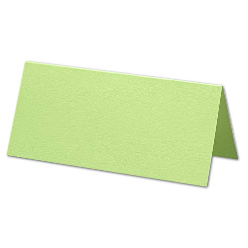 ARTOZ 25x Tischkarten - Birkengrün (Grün) - 45 x 100 mm blanko Platz-Kärtchen - Faltkarten für festliche Tafel - Tischdekoration - 220 g/m² gerippt von ARTOZ