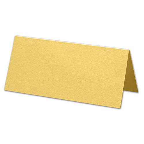 ARTOZ 25x Tischkarten - Lichtgelb (Gelb) - 45 x 100 mm blanko Platz-Kärtchen - Faltkarten für festliche Tafel - Tischdekoration - 220 g/m² gerippt von ARTOZ