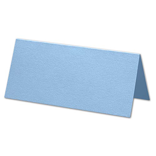 ARTOZ 25x Tischkarten - Marienblau (Blau) - 45 x 100 mm blanko Platz-Kärtchen - Faltkarten für festliche Tafel - Tischdekoration - 220 g/m² gerippt von ARTOZ