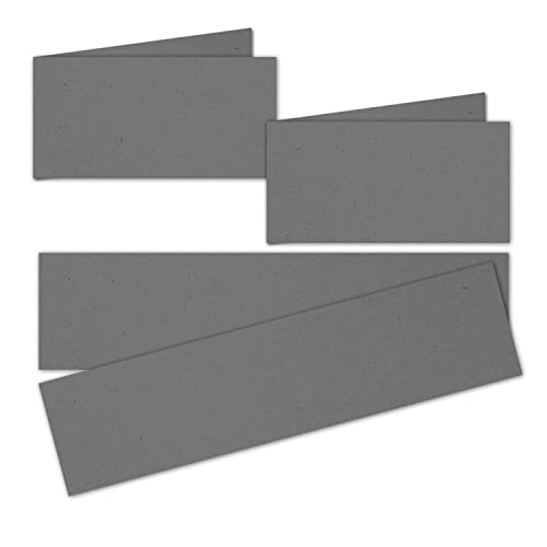 ARTOZ 50 x Doppelkarten DIN LANG - Farbe: granite (dunkelgrau) - 21 x 10,5 cm - querdoppelt - Serie Greenline von ARTOZ