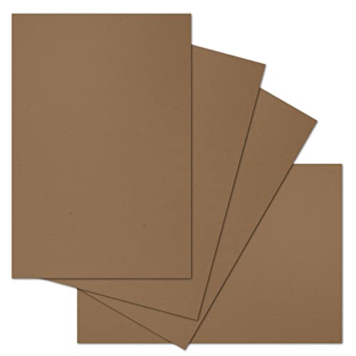 ARTOZ 50x Bastelkarte DIN A4 - Farbe: grocer kraft (Kraftpapier dunkelbraun) - 21 x 29,7 cm - 216 g/m² - Einzelkarte ohne Falz - dickes Bastelpapier - Serie Green-Line von ARTOZ