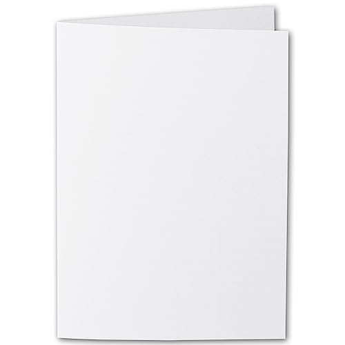 ARTOZ 50x DIN A5 Faltkarten - Blütenweiß (Weiß) gerippt 148 x 210 mm Klappkarten hochdoppelt - Blanko Doppelkarte mit 220 g/m² edle Egoutteur-Rippung von ARTOZ