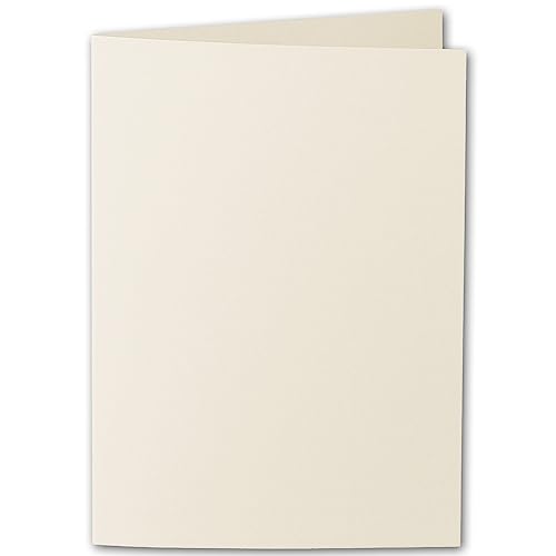 ARTOZ 50x DIN A5 Faltkarten - Chamois (Creme) gerippt 148 x 210 mm Klappkarten hochdoppelt - Blanko Doppelkarte mit 220 g/m² edle Egoutteur-Rippung von ARTOZ