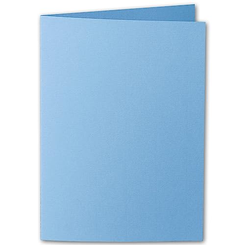 ARTOZ 50x DIN A5 Faltkarten - Marienblau (Blau) gerippt 148 x 210 mm Klappkarten hochdoppelt - Blanko Doppelkarte mit 220 g/m² edle Egoutteur-Rippung von ARTOZ