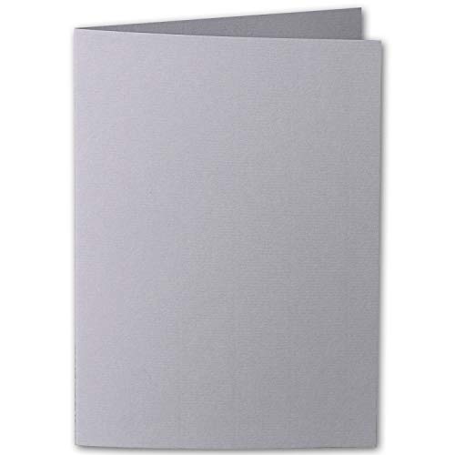 ARTOZ 50x DIN B6 Faltkarten - Graphit (Grau) gerippt 120 x 169 mm Klappkarten blanko - Karten zum selbstgestalten mit 220 g/m² edle Egoutteur-Rippung - Serie 1001 von ARTOZ