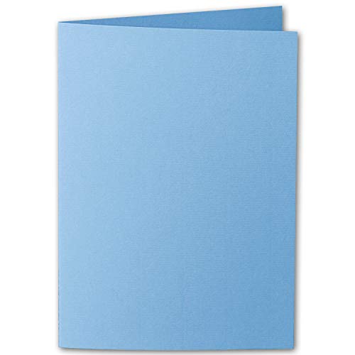 ARTOZ 50x DIN B6 Faltkarten - marienblau (Blau) gerippt 120 x 169 mm Klappkarten blanko - Karten zum selbstgestalten mit 220 g/m² edle Egoutteur-Rippung - Serie 1001 von ARTOZ