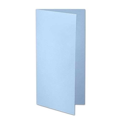 ARTOZ 50x DIN Lang Faltkarten - Blau (Pastellblau) gerippt 210 x 105 mm Klappkarten - Blanko Doppelkarte mit 220 g/m² edle Egoutteur-Rippung von ARTOZ