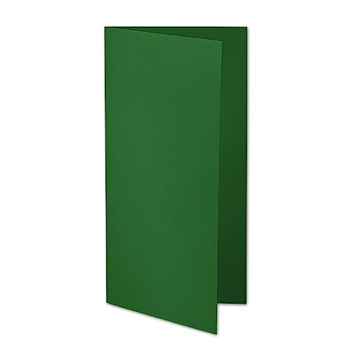 ARTOZ 50x DIN Lang Faltkarten - Grün (Tannengrün) gerippt 210 x 105 mm Klappkarten - Blanko Doppelkarte mit 220 g/m² edle Egoutteur-Rippung von ARTOZ