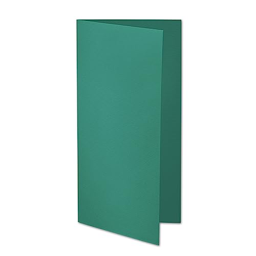 ARTOZ 50x DIN Lang Faltkarten - Grün (Tropical Green) gerippt 210 x 105 mm Klappkarten - Blanko Doppelkarte mit 220 g/m² edle Egoutteur-Rippung von ARTOZ