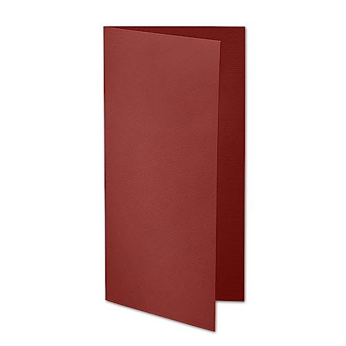 ARTOZ 50x DIN Lang Faltkarten - Rot (Weinrot) gerippt 210 x 105 mm Klappkarten - Blanko Doppelkarte mit 220 g/m² edle Egoutteur-Rippung von ARTOZ
