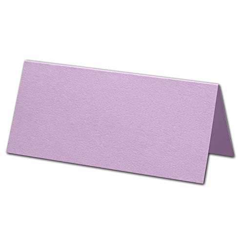 ARTOZ 50x Tischkarten - Flieder (Violett) - 45 x 100 mm blanko Platz-Kärtchen - Faltkarten für festliche Tafel - Tischdekoration - 220 g/m² gerippt von ARTOZ