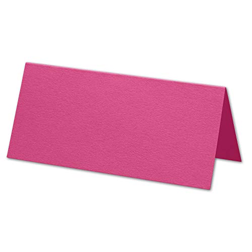 ARTOZ 50x Tischkarten - Fuchsia (Pink) - 45 x 100 mm blanko Platz-Kärtchen - Faltkarten für festliche Tafel - Tischdekoration - 220 g/m² gerippt von ARTOZ