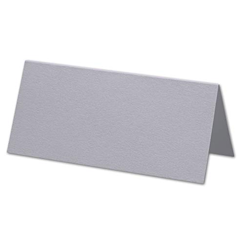 ARTOZ 50x Tischkarten - Graphit (Grau) - 45 x 100 mm blanko Platz-Kärtchen - Faltkarten für festliche Tafel - Tischdekoration - 220 g/m² gerippt von ARTOZ
