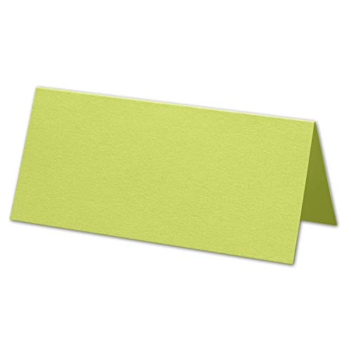 ARTOZ 50x Tischkarten - Limette (Grün) - 45 x 100 mm blanko Platz-Kärtchen - Faltkarten für festliche Tafel - Tischdekoration - 220 g/m² gerippt von ARTOZ