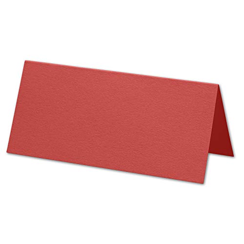 ARTOZ 50x Tischkarten - Rot (Rot) - 45 x 100 mm blanko Platz-Kärtchen - Faltkarten für festliche Tafel - Tischdekoration - 220 g/m² gerippt von ARTOZ