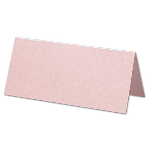 ARTOZ 50x Tischkarten - Zartrosa (Rosa) - 45 x 100 mm blanko Platz-Kärtchen - Faltkarten für festliche Tafel - Tischdekoration - 220 g/m² gerippt von ARTOZ