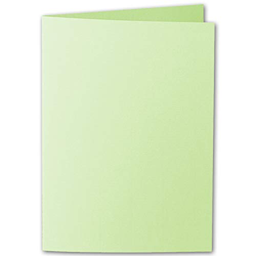 ARTOZ 75x DIN B6 Faltkarten - Birkengrün (Grün) gerippt 120 x 169 mm Klappkarten blanko - Karten zum selbstgestalten mit 220 g/m² edle Egoutteur-Rippung - Serie 1001 von ARTOZ