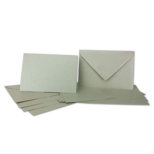 ARTOZ NORDANA 100x DIN B6 Faltkarten-Set mit DIN B6 Umschlägen - olive glow - 300 g/m² - 12 x 16,9 cm - schimmerndes Papier zum Basteln & Drucken von ARTOZ