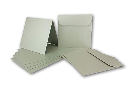 ARTOZ NORDANA 100x Quadratisches Faltkarten-Set mit Umschlägen - olive glow - 300 g/m² - 15,5 x 15,5 cm - schimmerndes Papier zum Basteln & Drucken von ARTOZ