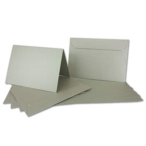 ARTOZ NORDANA 15x DIN A6 Faltkarten-Set mit DIN C6 Umschlägen - olive glow - 300 g/m² - 10,5 x 14,8 cm - schimmerndes Papier zum Basteln & Drucken von ARTOZ