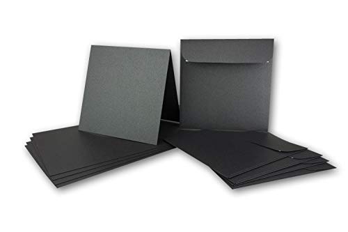 ARTOZ NORDANA 15x Quadratisches Faltkarten-Set mit Umschlägen - black glow - 300 g/m² - 15,5 x 15,5 cm - schimmerndes Papier zum Basteln & Drucken von ARTOZ