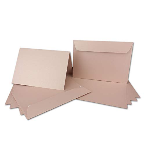 ARTOZ NORDANA 25x DIN A5 Faltkarten-Set mit DIN C5 Umschlägen - rose glow - 300 g/m² - 14,8 x 21 cm - schimmerndes Papier zum Basteln & Drucken von ARTOZ