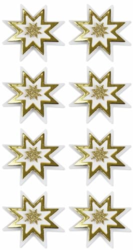 Artoz 3D-Sticker Sterne, Gold und Weiß, 8 Stück, Dekorative Aufkleber für Geschenke und Bastelprojekte Artoz 3D-Sticker Sterne, Gold und Weiß, 8 Stück, Dekorative Aufkleber für Geschenke und Bastelprojekte von ARTOZ