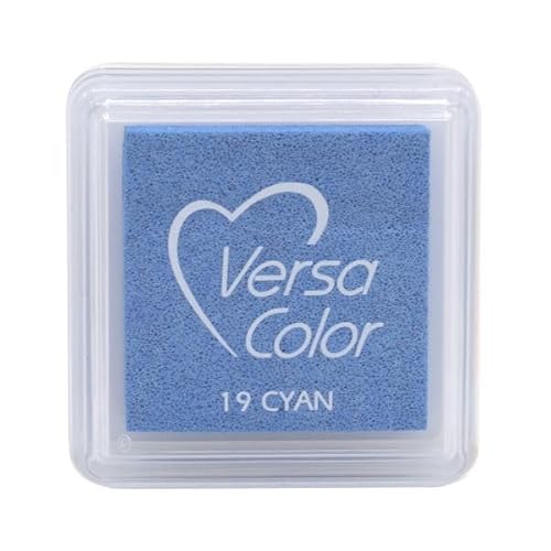 Artoz Ministempelkissen VersaColor in Cyan (Blau) – 34 x 34 mm – Stempelfarben auf Wasserbasis – Stempelkissen-Farbe zum Stempeln auf Papier, Karten für Einladungen, Grüße oder zur Hochzeit von ARTOZ