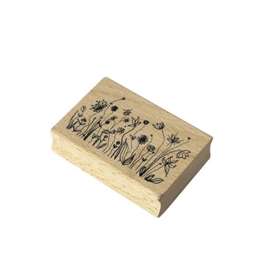 Artoz Stempel – Holzstempel – „Blumenwiese“ – 70 x 50 mm – Motivstempel zum Kartenbasteln für Einladungen, Geburtstag, Grüße von ARTOZ