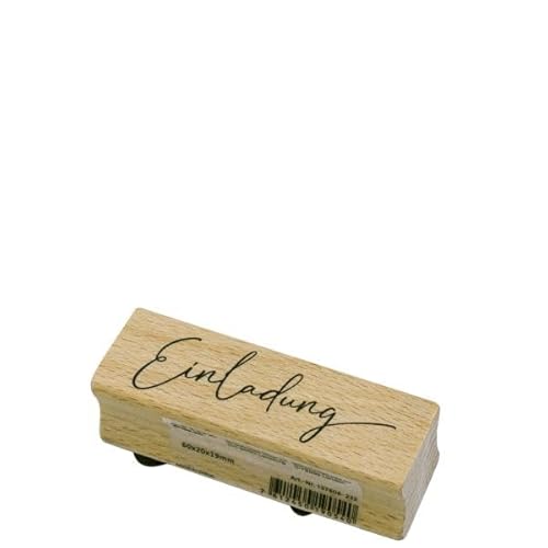 Artoz Stempel – Holzstempel – „Einladung“ – 20 x 60 mm – Motivstempel zum Kartenbasteln für Einladungen zu Hochzeit, Geburtstag, Kommunion, Taufe von ARTOZ