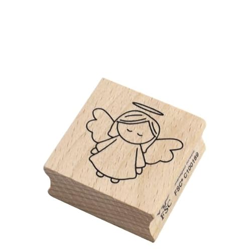 Artoz Stempel – Holzstempel – „Engelchen“ – 40 x 40 mm – Motivstempel zum Kartenbasteln für Weihnachten, Einladungen, Grüße von ARTOZ