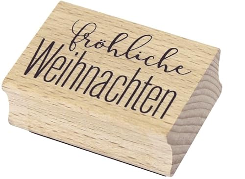 Artoz Stempel – Holzstempel – „Fröhliche Weihnachten“ – 50 x 35 mm – Motivstempel zum Kartenbasteln für Weihnachten, Einladungen, Grüße von ARTOZ