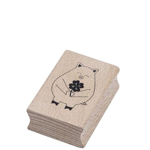 Artoz Stempel – Holzstempel – „Glücksschweinchen“ – 50 x 35 mm – Motivstempel zum Kartenbasteln für Einladungen, Geburtstag, Grüße von ARTOZ