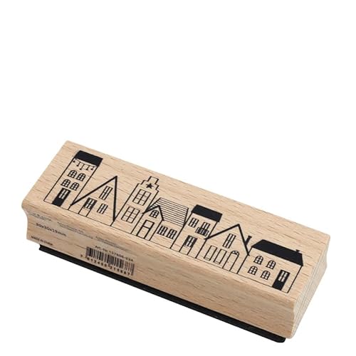 Artoz Stempel – Holzstempel – „Häuserzeile“ – 90 x 30 mm – Motivstempel zum Kartenbasteln für Weihnachten, Einladungen, Grüße von ARTOZ