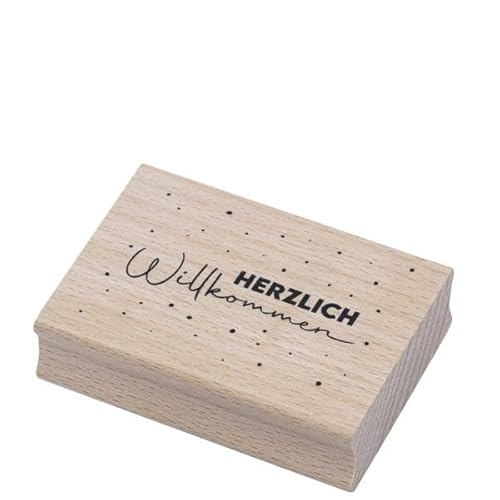 Artoz Stempel – Holzstempel – „Herzlich Willkommen“ – 70 x 50 mm – Motivstempel zum Kartenbasteln für Einladungen, Geburtstag, Glückwünsche von ARTOZ