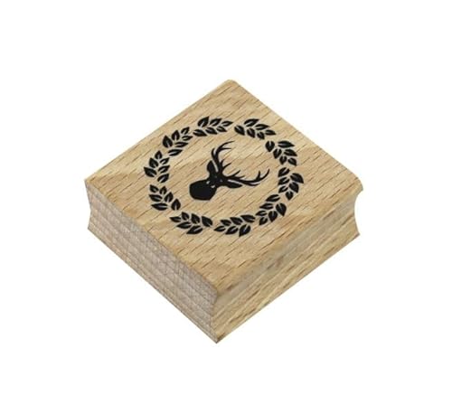 Artoz Stempel – Holzstempel – „Hirsch“ – 40 x 40 mm – Motivstempel zum Kartenbasteln für Weihnachten, Einladungen, Grüße von ARTOZ