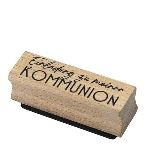 Artoz Stempel – Holzstempel – „Kommunion“ – 20 x 60 mm – Motivstempel zum Kartenbasteln für Einladungen zur Kommunion von ARTOZ