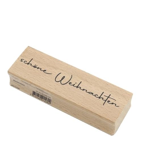 Artoz Stempel – Holzstempel – „Schöne Weihnachten“ – 90 x 30 mm – Motivstempel zum Kartenbasteln für Weihnachten, Einladungen, Grüße von ARTOZ