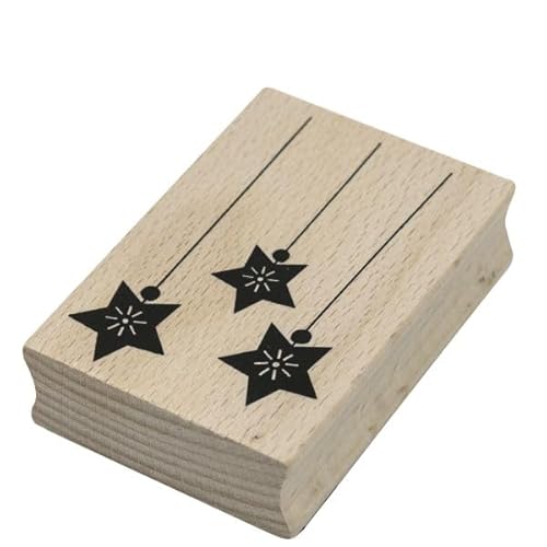 Artoz Stempel – Holzstempel – „Sterne hängend“ – 70 x 50 mm – Motivstempel zum Kartenbasteln für Weihnachten, Einladungen, Grüße von ARTOZ