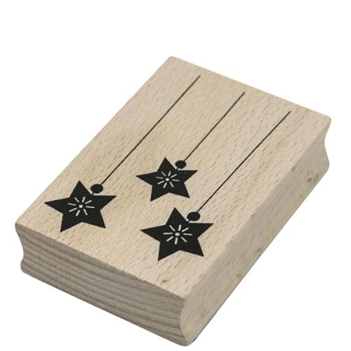 Artoz Stempel – Holzstempel – „Sterne hängend“ – 70 x 50 mm – Motivstempel zum Kartenbasteln für Weihnachten, Einladungen, Grüße von ARTOZ