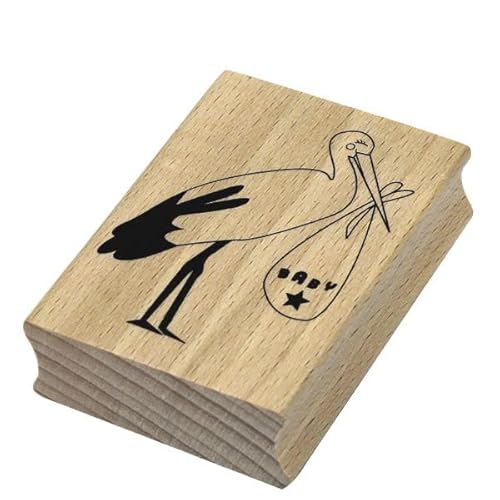Artoz Stempel – Holzstempel – „Storch“ – 70 x 50 mm – Motivstempel zum Kartenbasteln für Deko oder Grüße zur Geburt, Taufe, Baby Artoz Stempel – Holzstempel – „Storch“ – 70 x 50 mm – Motivstempel zum Kartenbasteln für Deko oder Grüße zur Geburt, Taufe, Baby von ARTOZ