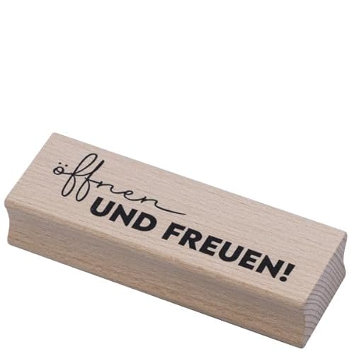 Artoz Stempel – Holzstempel – „öffnen und freuen!“ – 90 x 30 mm – Motivstempel zum Kartenbasteln für Einladungen, Geburtstag, Grüße Artoz Stempel – Holzstempel – „öffnen und freuen!“ – 90 x 30 mm – Motivstempel zum Kartenbasteln für Einladungen, Geburtstag, Grüße von ARTOZ