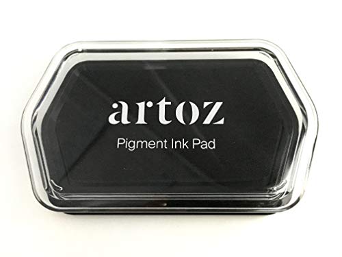 Artoz Stempelkissen in Schwarz – 110 x 68 x 18 mm – metallische Stempelkissen-Farbe zum Stempeln auf Papier, Karten für Einladungen, Grüße oder zur Hochzeit von ARTOZ