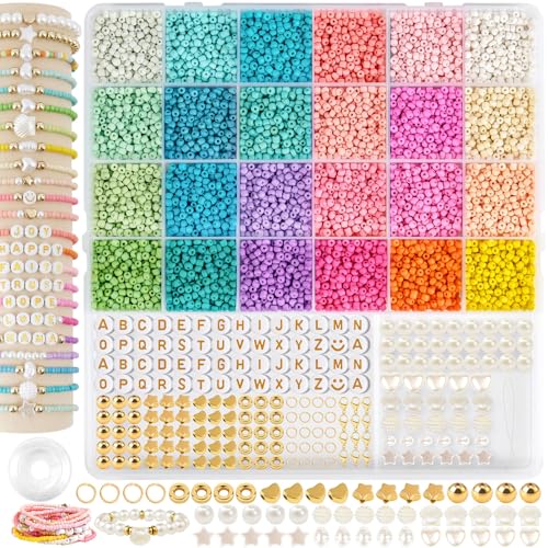24 Farben, 3mm Perlen, Passend für Armbänder, 12000 Macaron Perlen, DIY Kit mit farbigen Glasperlen, zum Auffädeln, geeignet für Armbänder, Halsketten und Ringe. 24 Farben, 3mm Perlen, Passend für Armbänder, 12000 Macaron Perlen, DIY Kit mit farbigen Glasperlen, zum Auffädeln, geeignet für Armbänder, Halsketten und Ringe. von ARTREE