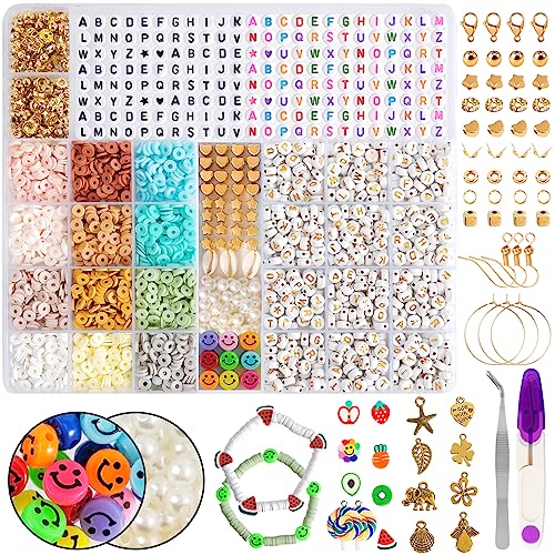 ARTREE 2500+ Stück Clay Perlen, Bunte 6mm 9 Colors Mini Heishi Perlen Set für Armbänder, Polymer Beads für DIY Schmuck Chocker Halskette Ohrringe Kette für Kinder Erwachsene von ARTREE