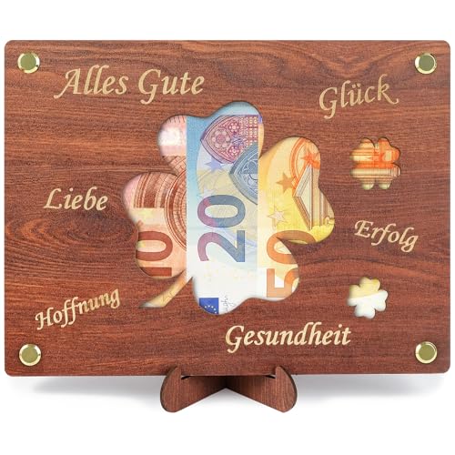 ARTREE Geldgeschenke Geburtstag, Personalisiertes Kleeblatt Geburtstagskarte aus Holz Jubiläum Hochzeitsgeschenke Geld Geschenkideen, Holz Geburtstagskarte mit Ständer für Frauen Männer ARTREE Geldgeschenke Geburtstag, Personalisiertes Kleeblatt Geburtstagskarte aus Holz Jubiläum Hochzeitsgeschenke Geld Geschenkideen, Holz Geburtstagskarte mit Ständer für Frauen Männer von ARTREE