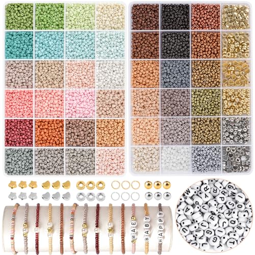 ARTREE Perlen für Armbänder,48 Farbe Bunte Morandi Glasperlen zum Auffädeln, Bastbeln Perlen zum Auffädeln mit Schwarze Buchstabenperlen Schmuckherstellung Kit für Ringen Halsketten Geschenk ARTREE Perlen für Armbänder,48 Farbe Bunte Morandi Glasperlen zum Auffädeln, Bastbeln Perlen zum Auffädeln mit Schwarze Buchstabenperlen Schmuckherstellung Kit für Ringen Halsketten Geschenk von ARTREE