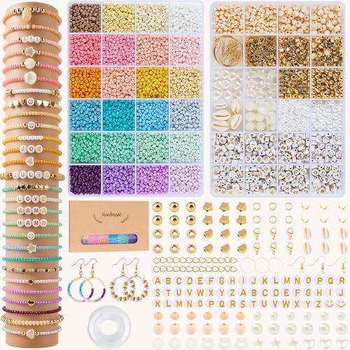 ARTREE Perlen zur Herstellung von Armbändern, 24 Farben, Armbänder mit Buchstabenperlen, Kit zur Herstellung von Armbändern, Perlen für Diy Halsketten, Basteln, Geschenk, 3 mm von ARTREE